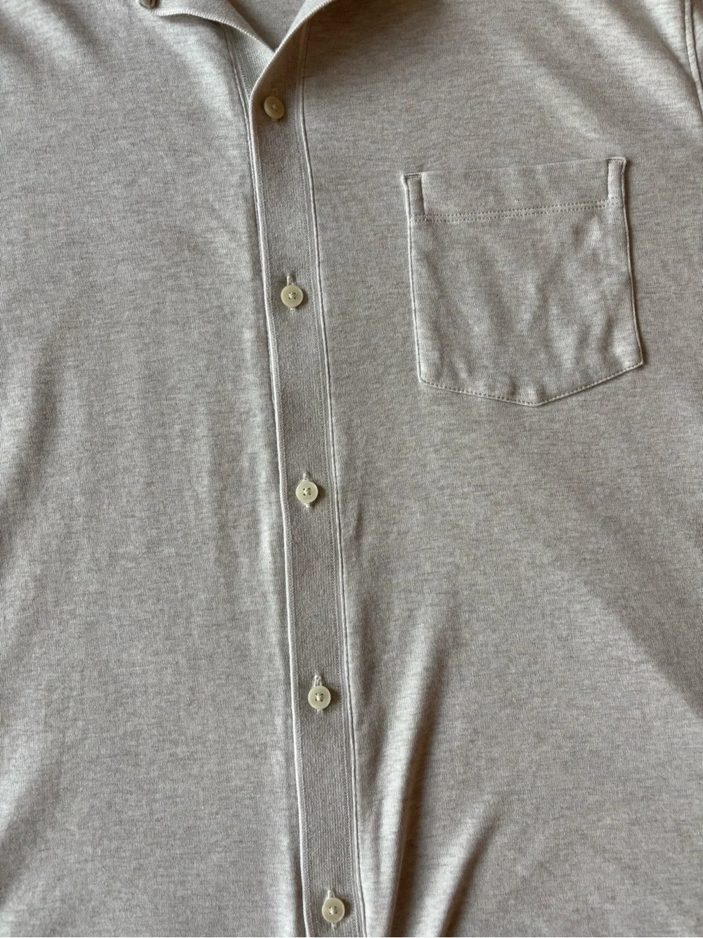 Banana Republic Cream Short-Sleeve Button-Front Casual Shirt